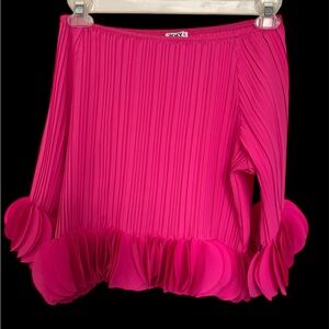 WHY DRESS Pink SCALLOPED Pleated Women's BLOUSE